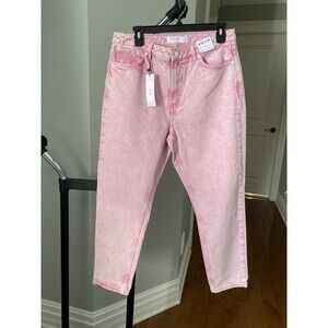 Topshop Women's Acid Roll Hem Mom Jeans Pink